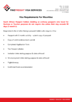 Mauritius Visa requirements